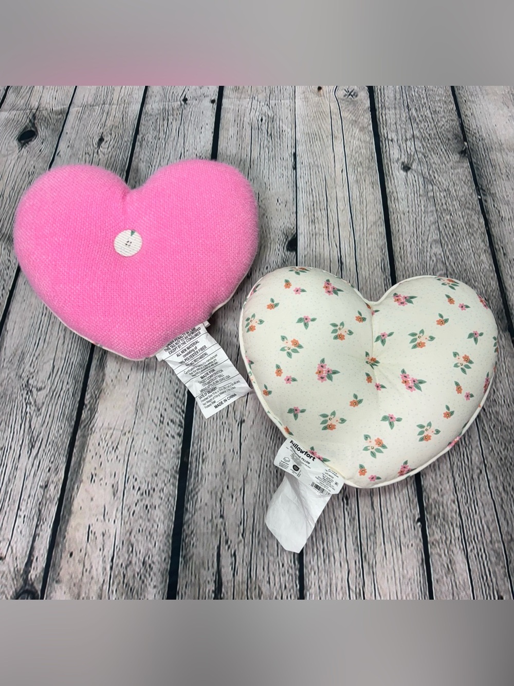 Pillowfort Target NWOT Small Heart Shaped Throw Pillows Floral Print (Set of 2)